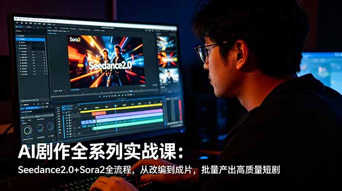 AI剧作全系列实战课:Seedance2.0+Sora2全流程,从改编到成片,批量产出高质量短剧-777网创网