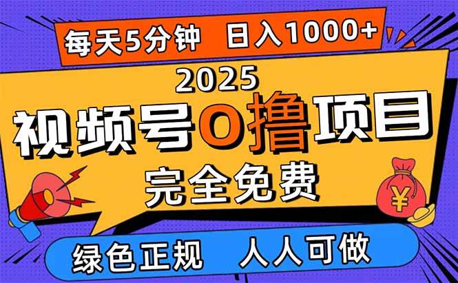 图片[1]-（16388期）2025视频号0撸项目，5分钟一个号，日入1000+，人人可做-777网创网
