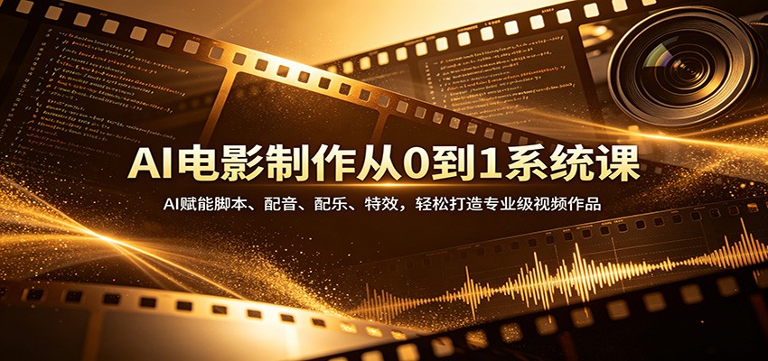AI电影制作从0到1系统课：AI赋能脚本、配音、配乐、特效，轻松打造专业级视频作品-777网创网