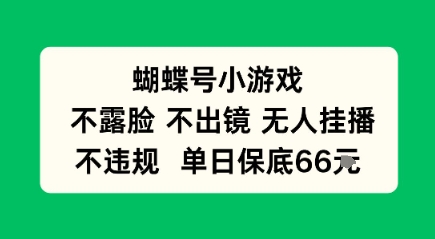 蝴蝶号小游戏，不露脸不出境 无人挂播，不违规 单日保底66米-777网创网