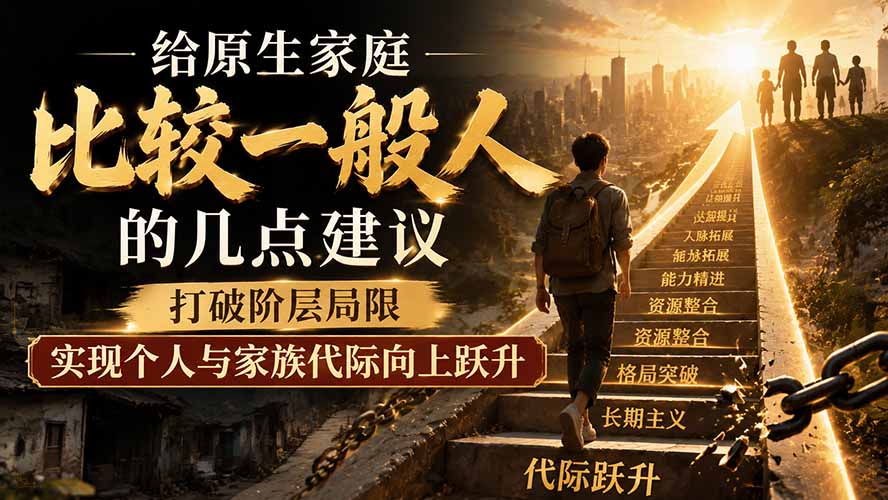 付费文章：给原生家庭比较一般人的几点建议，打破阶层局限，实现个人与家族代际向上跃升-777网创网