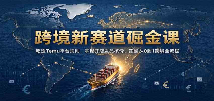 跨境新赛道掘金课:吃透Temu平台规则,掌握开店发品核价,跑通从0到1跨境全流程-777网创网