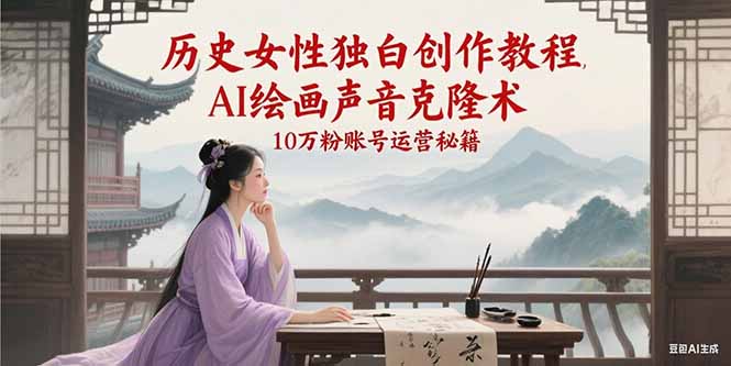 历史女性独白创作教程,AI绘画声音克隆术,10万粉账号运营秘籍-777网创网