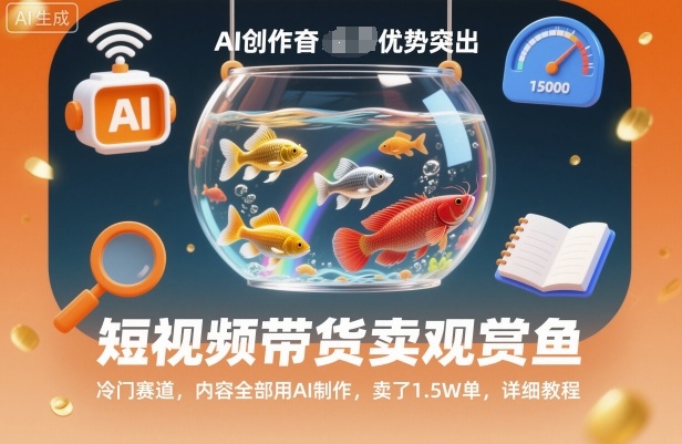 短视频带货卖观赏鱼，冷门赛道，内容全部用AI制作，卖了1.5W单，详细教程-777网创网