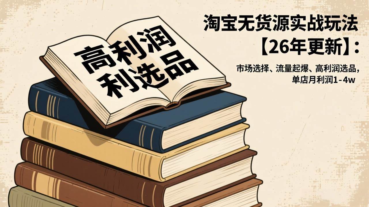 (17046期)淘宝无货源实战玩法【26年更新】:市场选择、流量起爆、高利润选品,单店月利润1-4w-777网创网