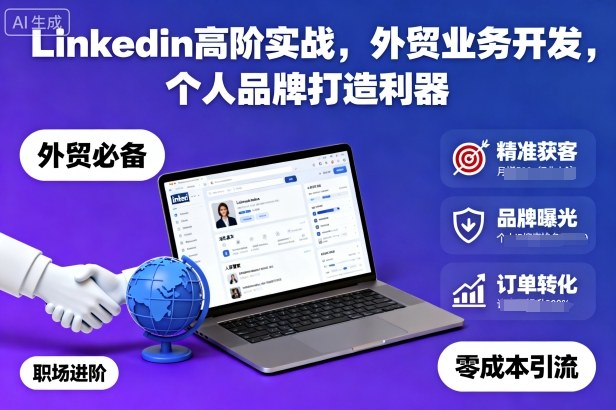 Linkedin高阶实战，外贸业务开发，个人品牌打造利器-777网创网