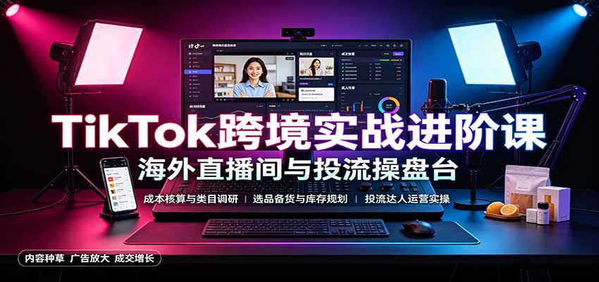 TikTok跨境实战进阶课：成本核算类目调研，选品备货，投流达人运营-777网创网