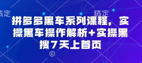 拼多多黑车系列课程,实操黑车操作解析+实操黑搜7天上首页【音频】