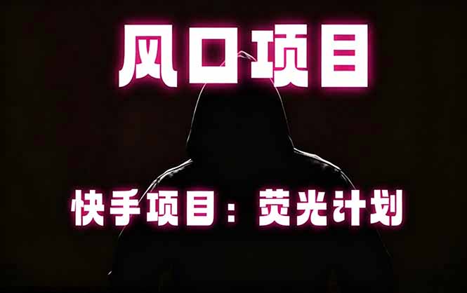 快手风口项目，荧光计划托管，长期稳定，适合批量做-777网创网