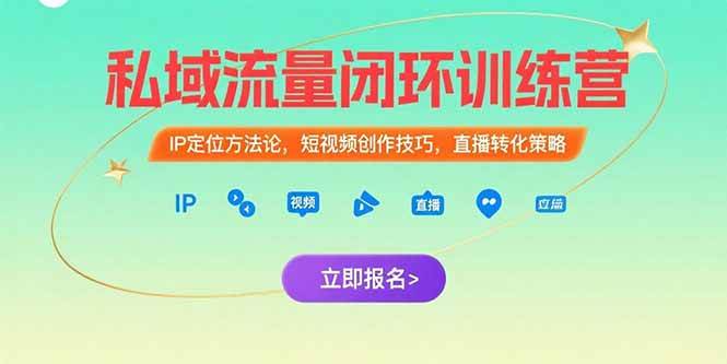 （15396期）私域流量闭环训练营：IP定位方法论，短视频创作技巧，直播转化策略-777网创网