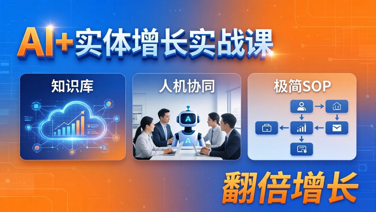 AI+实体增长实战课:知识库+人机协同+极简SOP,助力实体业务翻倍增长-777网创网