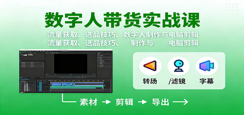 数字人变现实战课：流量获取、选品技巧、数字人制作与电脑剪辑-777网创网