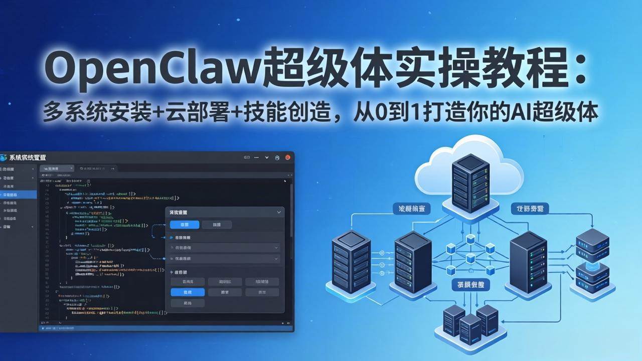 (17603期)OpenClaw-小龙虾 超级体实操教程:多系统安装+云部署+技能创造,从0到1打造你的AI超级体 (17603期)OpenClaw-小龙虾 超级体实操教程:多系统安装+云部署+技能创造,从0到1打造你的AI超级体