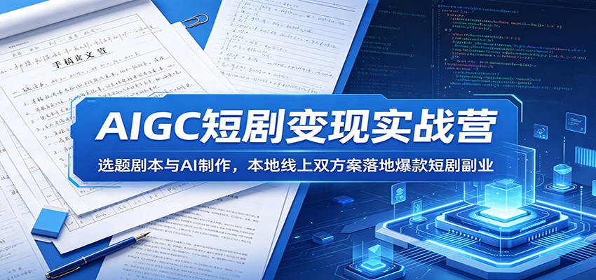 AIGC短剧变现实战营:选题剧本与AI制作,本地线上双方案落地爆款短剧副业-777网创网