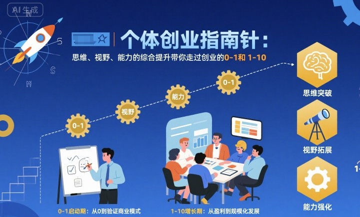个体创业指南针，思维、视野、能力的综合提升带你走过创业的0-1和1-10【音频】-777网创网