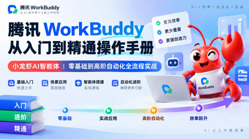 腾讯WorkBuddy从入门到精通操作手册｜小龙虾AI智能体，零基础到高阶自动化全流程实战【文档】-777网创网