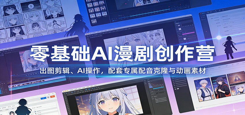 零基础AI漫剧创作营:出图剪辑、AI操作,配套专属配音克隆与动画素材 零基础AI漫剧创作营:出图剪辑、AI操作,配套专属配音克隆与动画素材