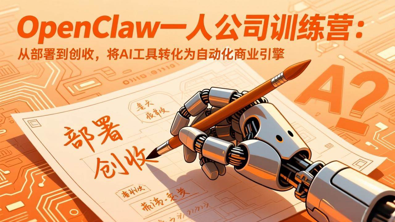 (17540期)OpenClaw一人公司训练营:从部署到创收,将AI工具转化为自动化商业引擎-777网创网