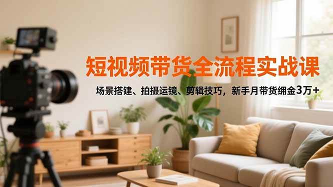 (16680期)短视频带货全流程实战课,场景搭建、拍摄运镜、剪辑技巧,新手月带货佣金3万+ (16680期)短视频带货全流程实战课,场景搭建、拍摄运镜、剪辑技巧,新手月带货佣金3万+