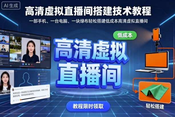 高清虚拟直播间搭建技术教程，一部手机、一台电脑、一块绿布轻松搭建低成本高清虚拟直播间-777网创网