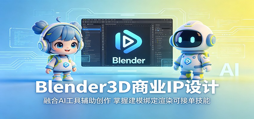 Blender3D商业IP设计：融合AI工具辅助创作，掌握建模绑定渲染可接单技能-777网创网