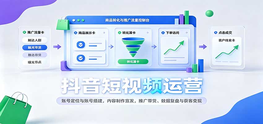 抖音短视频运营：账号定位与账号搭建，内容制作宣发，推广带货、数据复盘与获客变现-777网创网