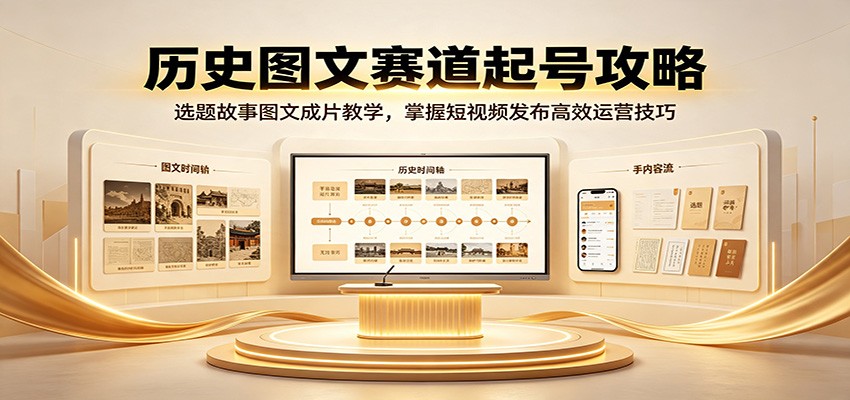 历史图文赛道起号攻略：选题故事图文成片教学，掌握短视频发布高效运营技巧-777网创网