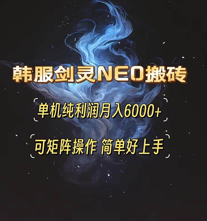 (13435期)韩服剑灵NEO搬砖攻略,单机纯利润月入6000+ 可矩阵操作,简单好上手。-777网创网