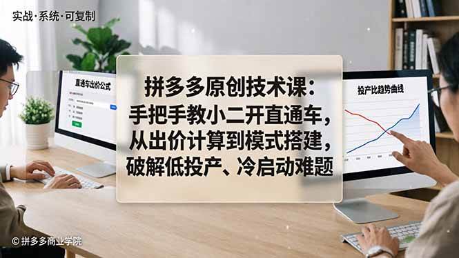 (18159期)拼多多原创技术课:手把手教小二开直通车,从出价计算到模式搭建,破解低投产、冷启动难题-777网创网