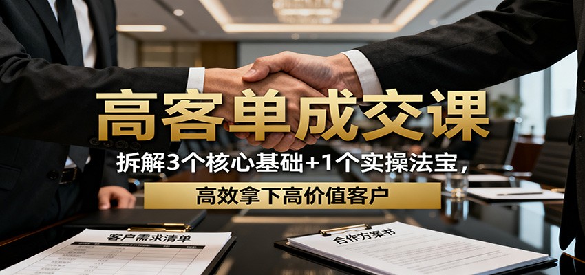 高客单成交课:拆解3个核心基础+1个实操法宝,高效拿下高价值客户 高客单成交课:拆解3个核心基础+1个实操法宝,高效拿下高价值客户