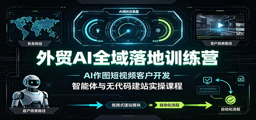 外贸AI全域落地训练营：AI作图短视频客户开发，智能体与无代码建站实操课程-777网创网