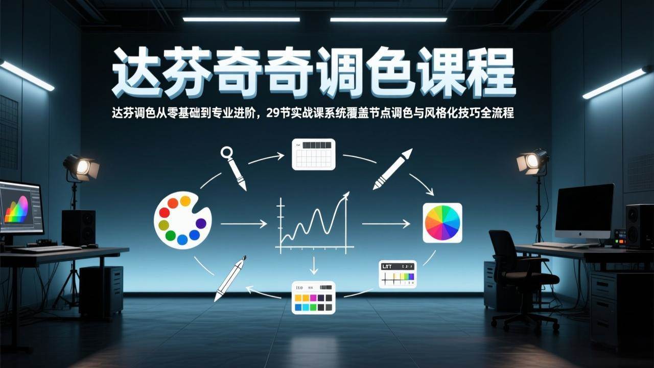 （17484期）达芬奇调色从零基础到专业进阶，29节实战课系统覆盖节点调色与风格化技巧全流程-777网创网