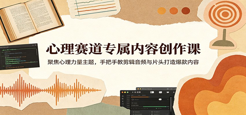 心理赛道专属内容创作课：聚焦心理力量主题，手把手教剪辑音频与片头打造爆款内容-777网创网