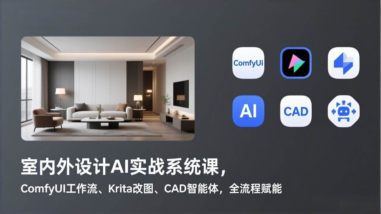 （17371期）室内外设计AI实战系统课，ComfyUI工作流、Krita改图、CAD智能体，全流程赋能-777网创网