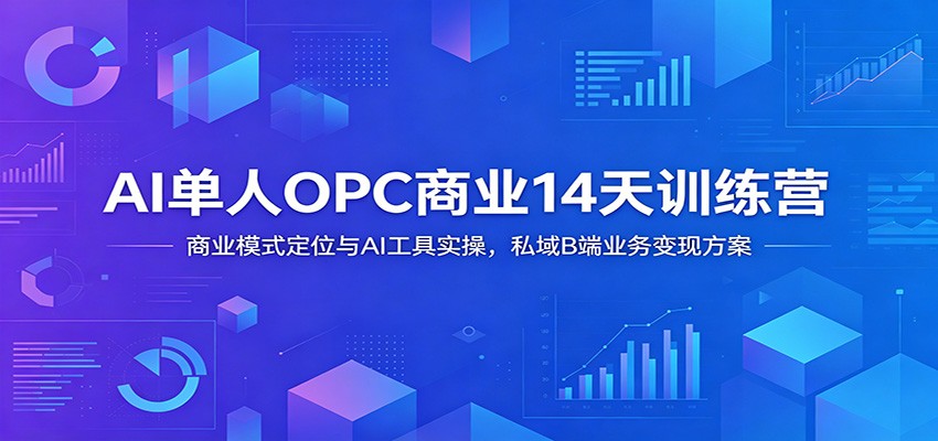 AI单人OPC商业14天训练营：商业模式定位与AI工具实操，私域B端业务变现方案-777网创网