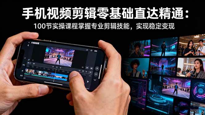（16466期）手机视频剪辑零基础直达精通：100节实操课程掌握专业剪辑技能，实现稳…-777网创网