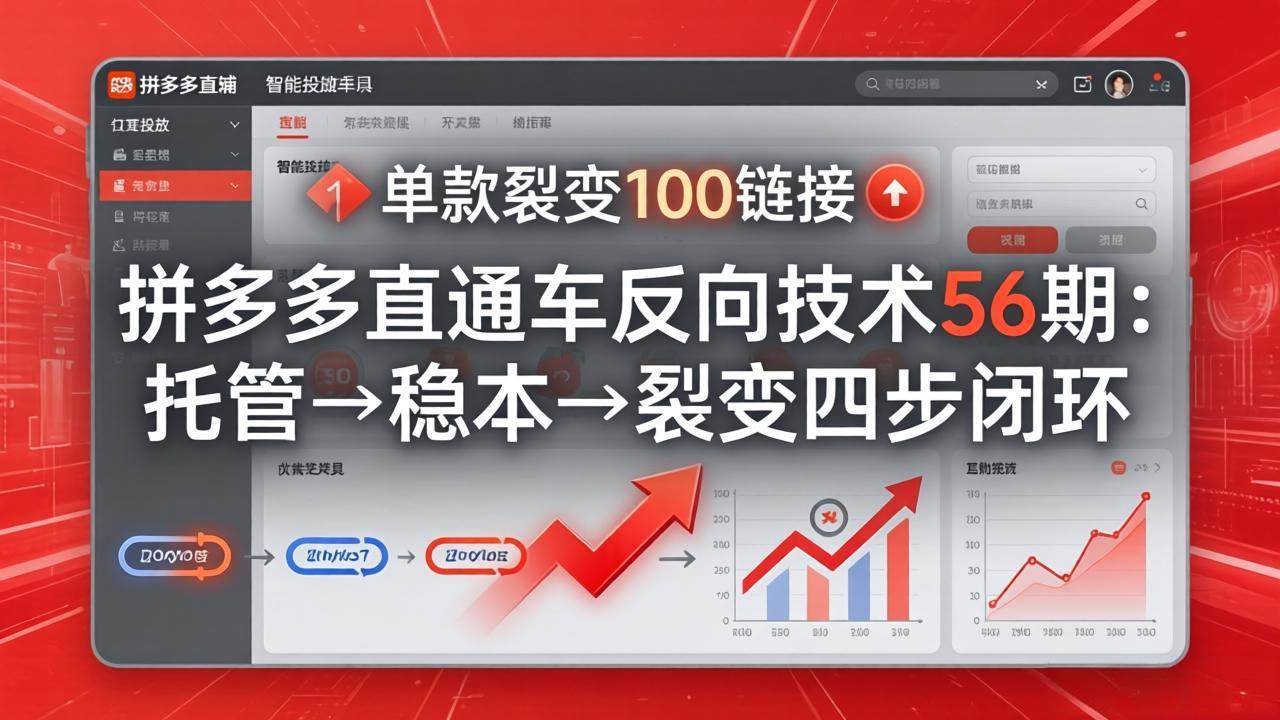 (17737期)拼多多直通车反向技术56期:托管→稳本→裂变四步闭环,单款裂变100链接抢占核心流量 (17737期)拼多多直通车反向技术56期:托管→稳本→裂变四步闭环,单款裂变100链接抢占核心流量