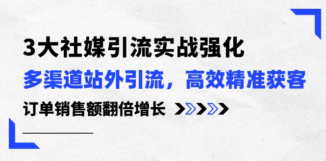 （10563期）3大社媒引流实操强化，多渠道站外引流/高效精准获客/订单销售额翻倍增长-777网创网