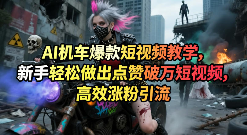 AI机车爆款短视频教学,新手轻松做出点赞破万短视频,高效涨粉引流-777网创网