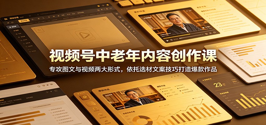 视频号中老年内容创作课：专攻图文与视频两大形式，依托选材文案技巧打造爆款作品-777网创网