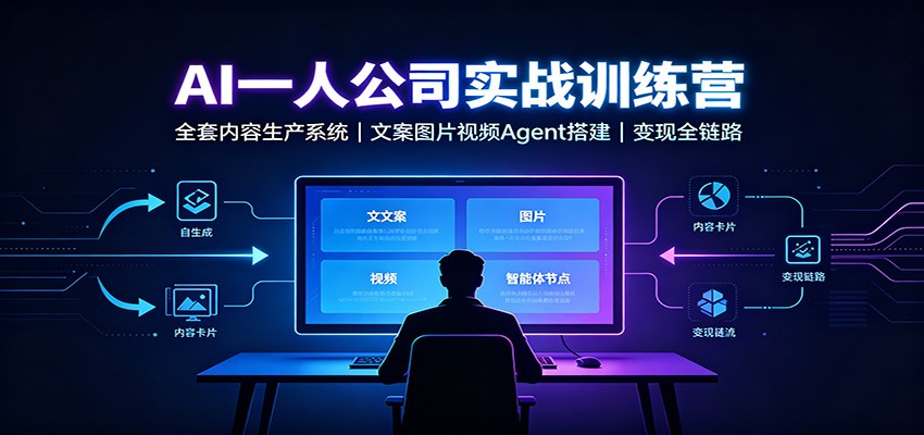 AI创作一人公司实战训练营：全套内容生产系统，文案图片视频Agent搭建变现全链路-777网创网