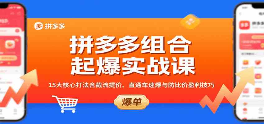 拼多多组合起爆实战课:15大核心打法含截流提价、直通车速爆与防比价盈利技巧-777网创网