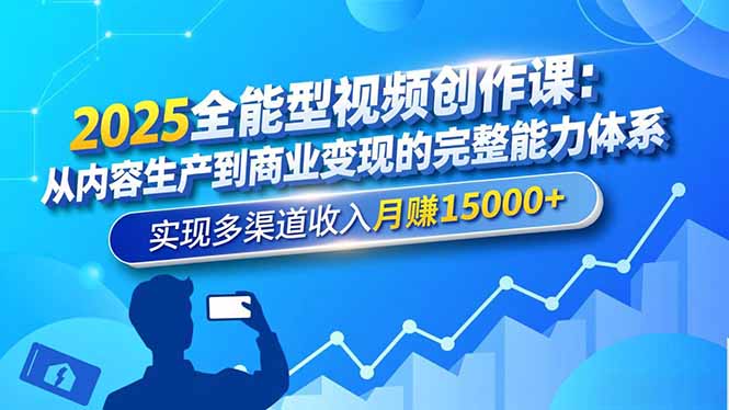 2025全能型视频创作课：从内容生产到商业变现的完整能力体系，实现多渠道收入月赚15000+-777网创网