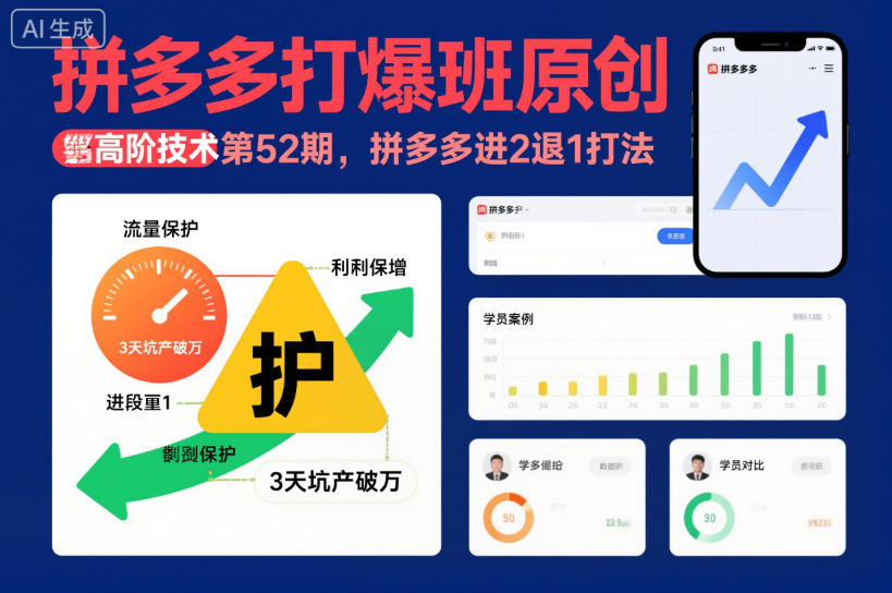 拼多多打爆班原创高阶技术第52期，拼多多进2退1打法-777网创网