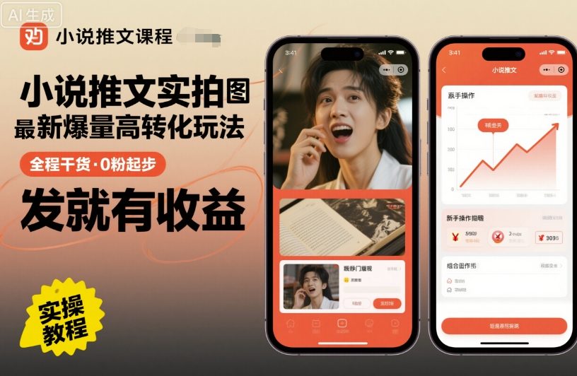 小说推文实拍双图文最新爆量高转化玩法,全程干货,0粉起步,发就有收益-777网创网