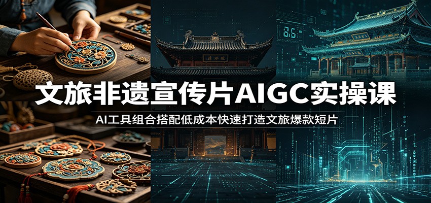 文旅非遗宣传片AIGC实操课:AI工具组合搭配低成本快速打造文旅爆款短片-777网创网
