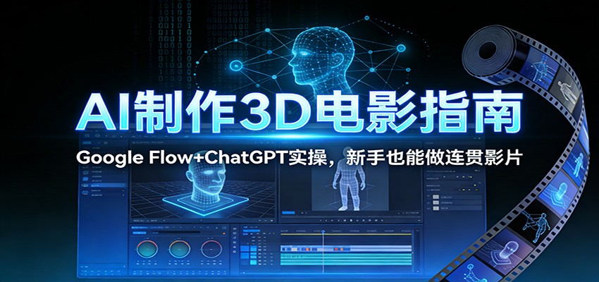 AI制作3D电影指南:Google Flow+ChatGPT实操,新手也能做连贯影片 AI制作3D电影指南:Google Flow+ChatGPT实操,新手也能做连贯影片