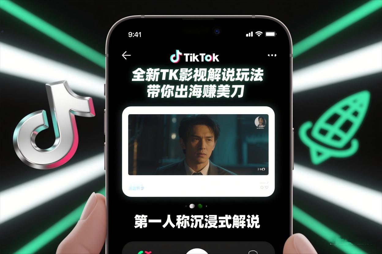 TikTok第一人称影视解说教学，全新TK影视解说玩法，带你出海賺美刀-777网创网