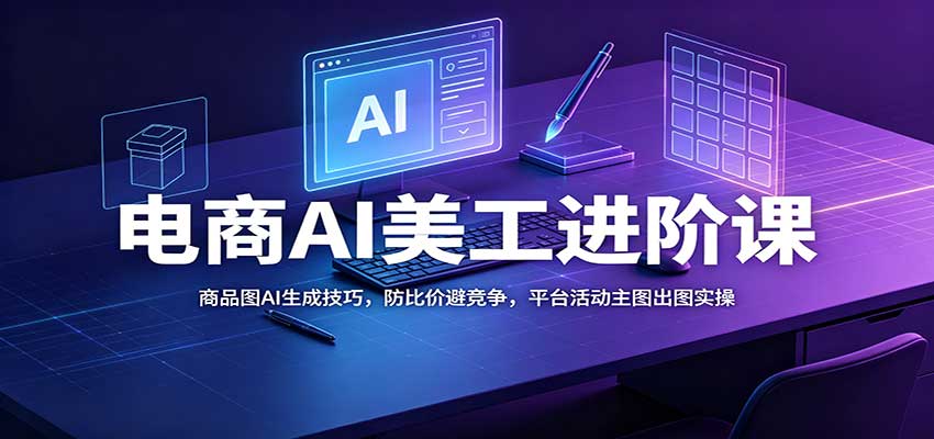 电商AI美工进阶课：商品图AI生成技巧，防比价避竞争，平台活动主图出图实操-777网创网