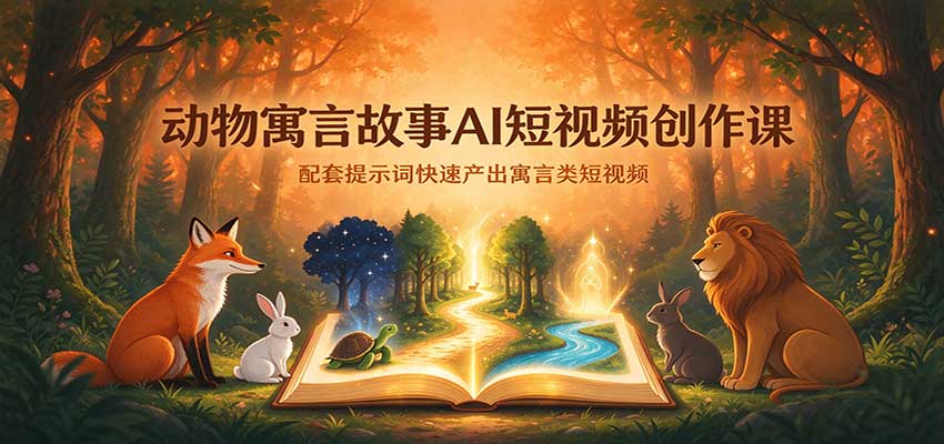 动物寓言故事AI短视频创作课:配套提示词快速产出寓言类短视频-777网创网